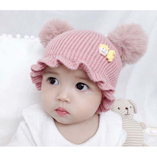 Mũ Len Vành Bèo có Tai Bông đáng yêu cho bé[hình thật]
