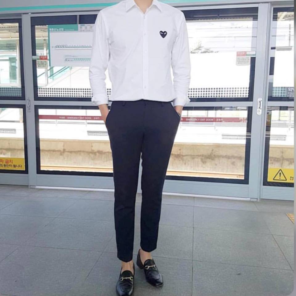 ÁO Sơ Mi Tim ( 3 màu đen , trắng v sọc đen ) cao cấp | BigBuy360 - bigbuy360.vn