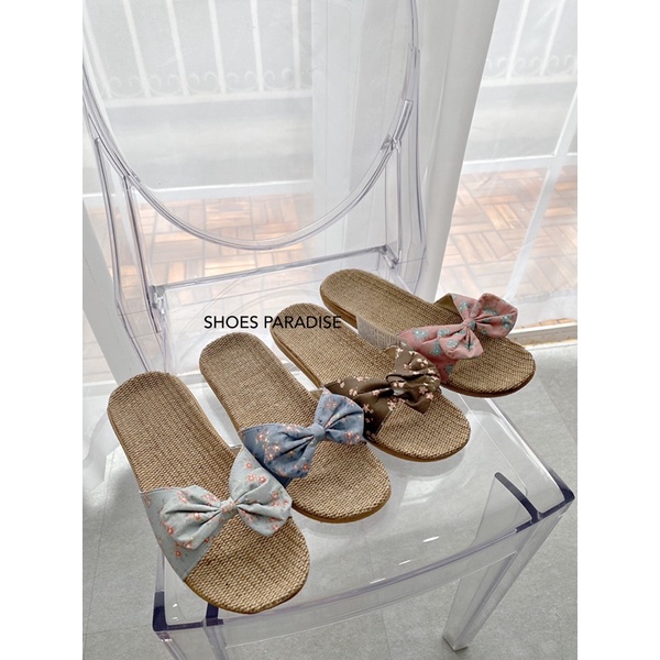 Dép Cói Nơ Bông Nhỏ Nhẹ và Êm Dễ Mang,Tiện Lợi đi Du Lich,Văn Phòng...