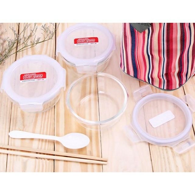 Bộ 3 hộp thủy tinh Lock&Lock 870ml và túi giữ nhiệt
