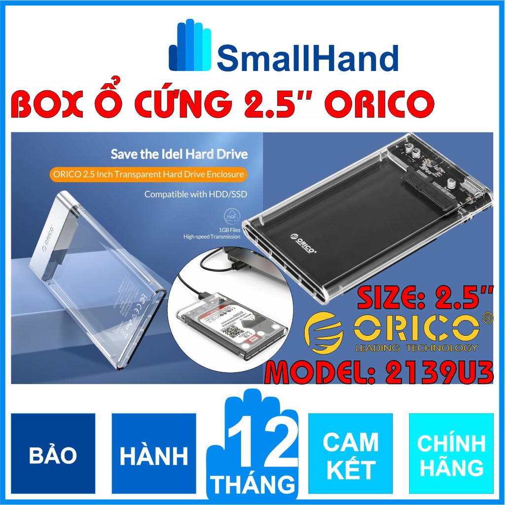 Box ổ cứng Orico 2139U3 Sata3 – USB3.0 – CHÍNH HÃNG – Bảo hành 12 tháng – Màu trong suốt