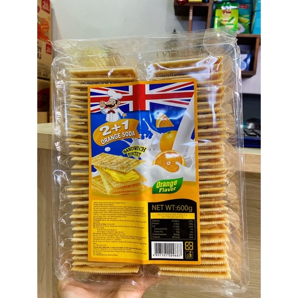 Bánh Quy Soda Kẹp kem có 4 vị Nhập Khẩu VOTROA Gói 600g