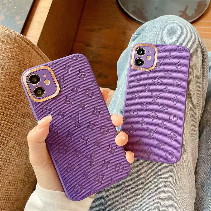 Ốp điện thoại in logo LV màu tím cho iphone 13 Pro Max i13 13pro 11 Pro Max i11 i7 i8 SE 7plus 8plus iX XS XR Xs MAX 12 12Pro 12 Pro Max