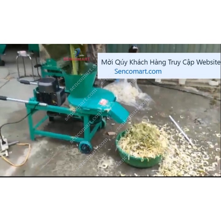 Máy băm lát,mịn cỏ voi,cây chuối 2 lưỡi dao to có bánh xe đẩy tiện lợi