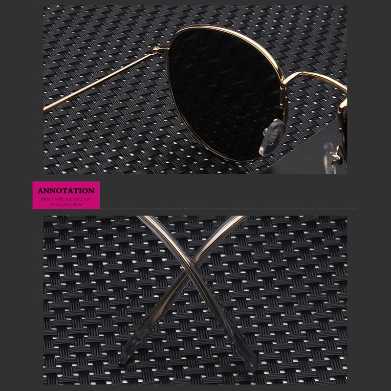 Kính mát gọng tròn nhỏ bằng kim loại thời trang cho nữ