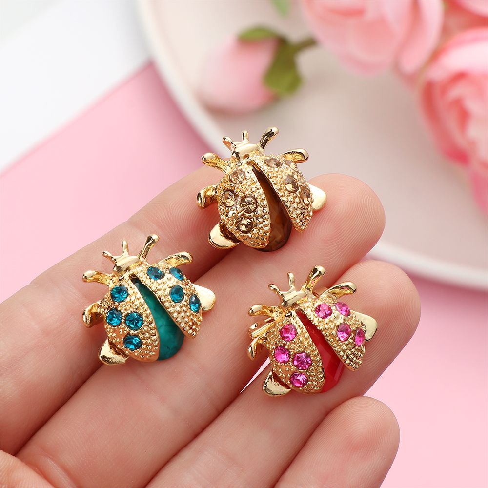 Ghim cài áo hình bọ rùa đính đá zircon phong cách vintage