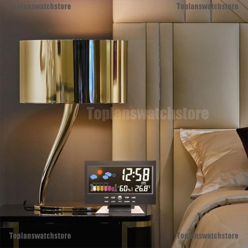 Đồng Hồ Báo Thức Điện Tử Màn Hình Màu LCD Hiển Thị Thời Tiết