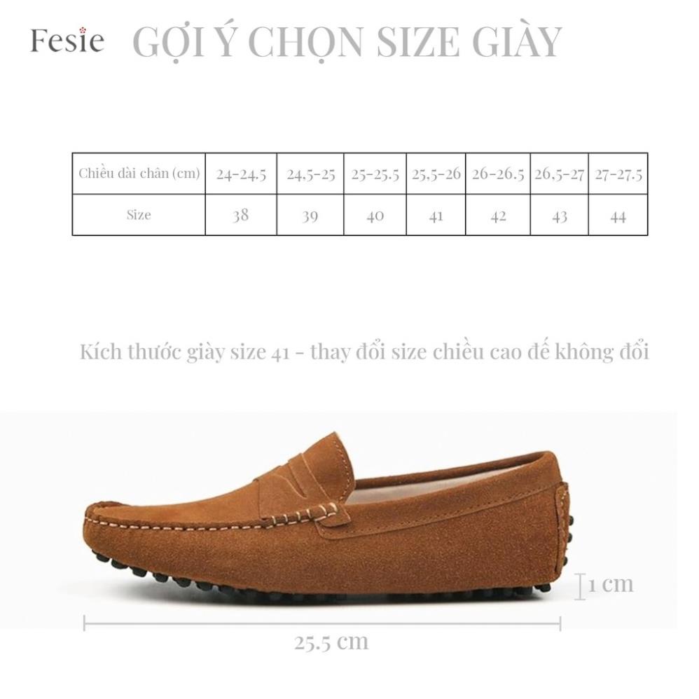 sale 12-12 Giày Lười Nam, Giày Mọi Nam Da Bò Lộn Cao Cấp, Màu Đen và Nâu - Fesie Leather Moccasins #giayluoinam