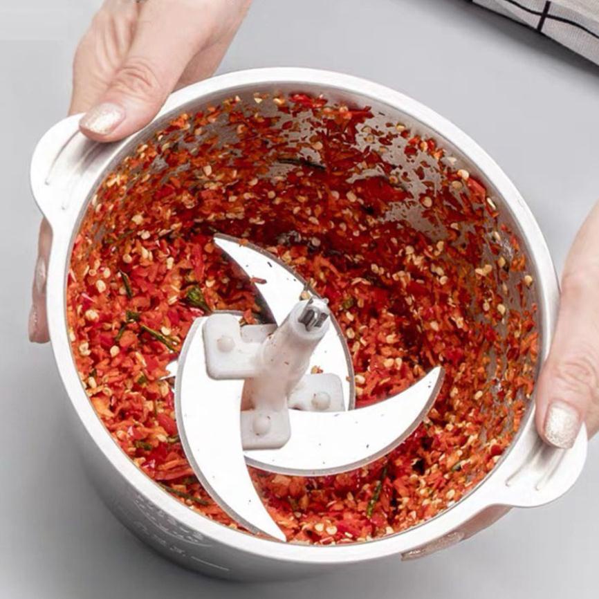 Máy Xay Thịt Cối Inox 4 Lưỡi Đa Năng, Công suất 200w xay thịt, xay tỏi ới, xay rau củ quả
