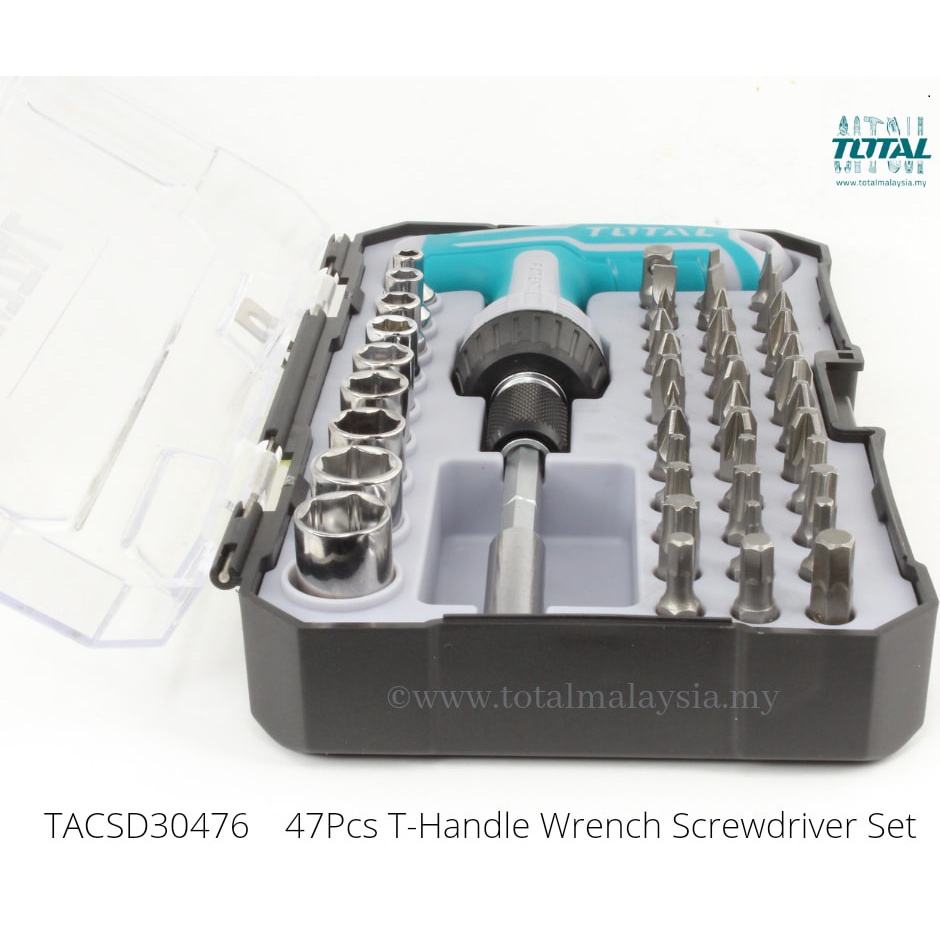 Total TACSD30476 Bộ tua vít tay cầm chữ T 47 chi tiết