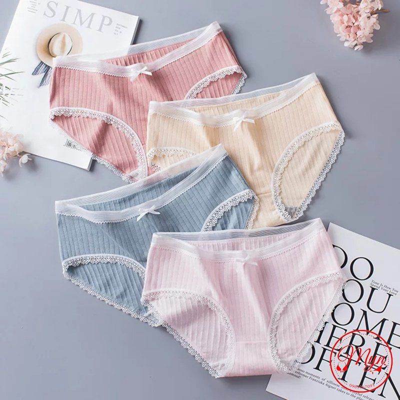 QUẦN LÓT GÂN TĂM VIỀN REN COTTON THẤM HÚT SIÊU XINH | BigBuy360 - bigbuy360.vn