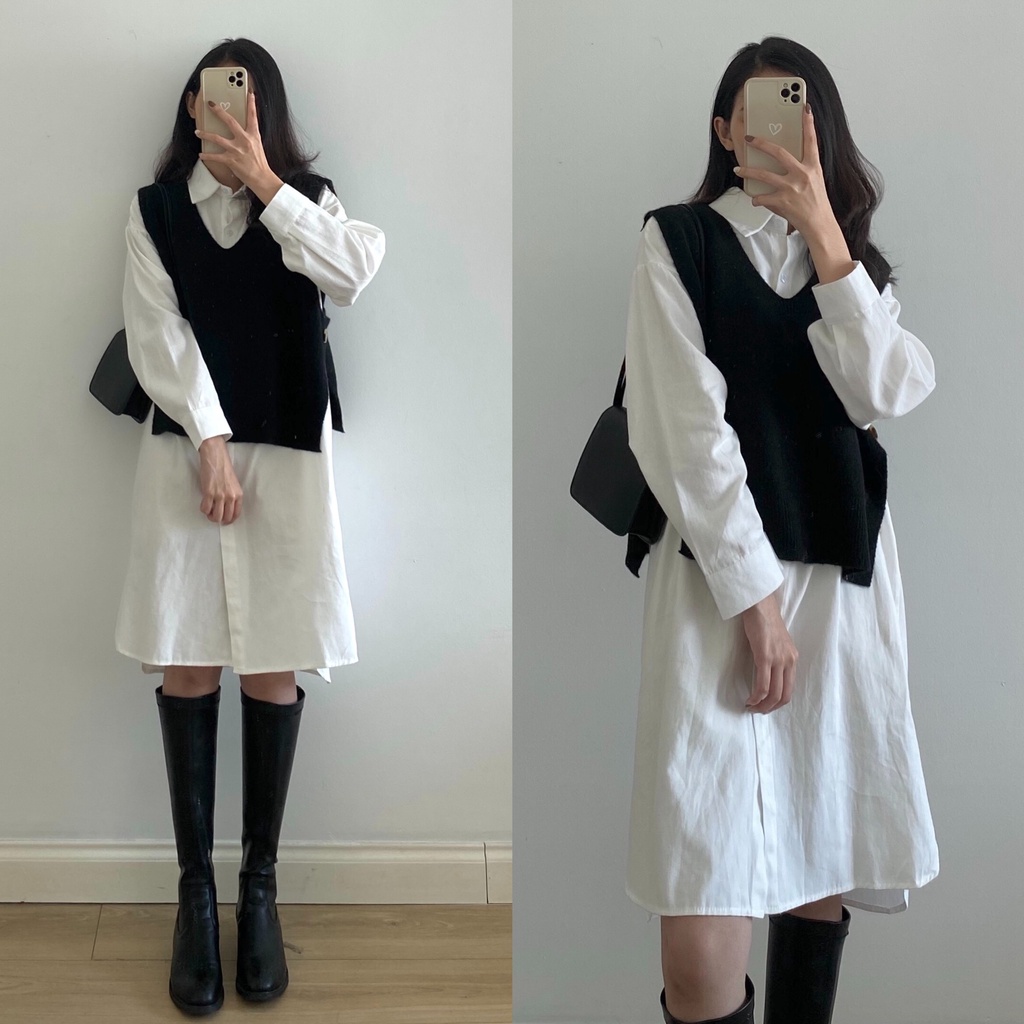 Áo gile len cổ V 2 cúc bên _ A0274 | BigBuy360 - bigbuy360.vn