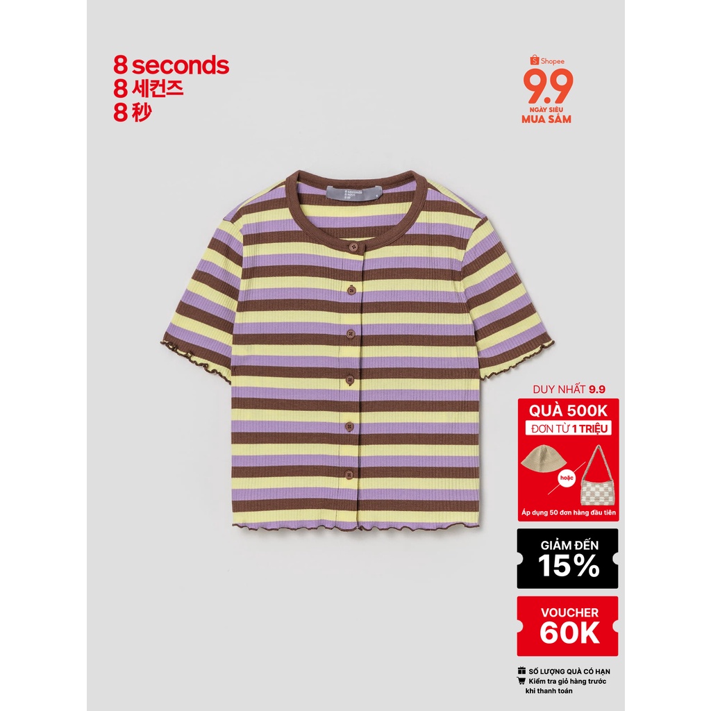 Áo thun cardigan nữ 8seconds kẻ sọc - 322442LYBD