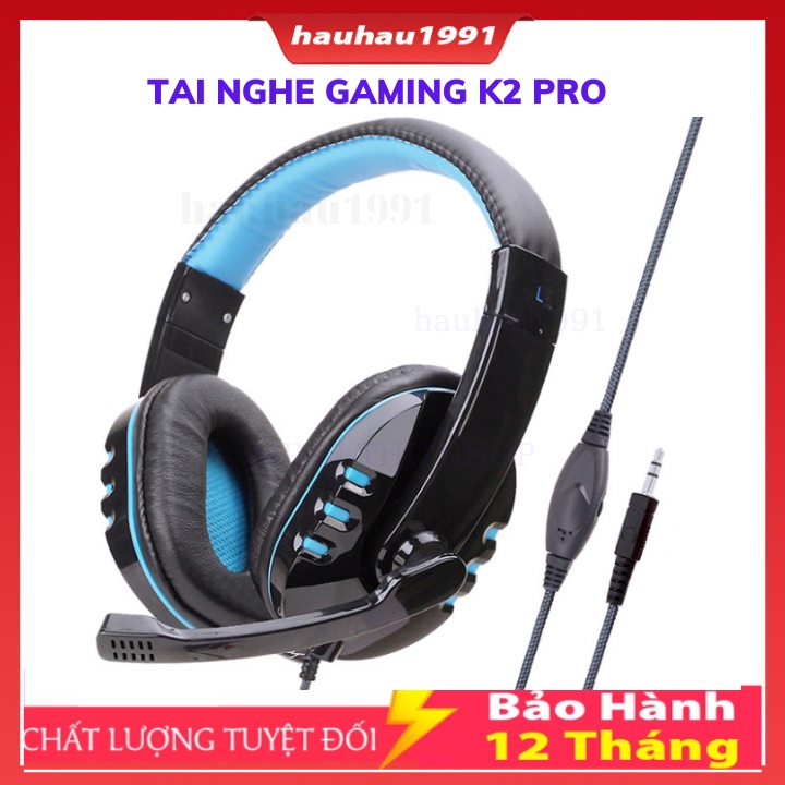 Tai nghe Gaming  chụp tai có dây chơi game  K2 PRO có Mic ,Jack 3.5mm cho Điện Thoại, Máy tính/ PC/ Laptop