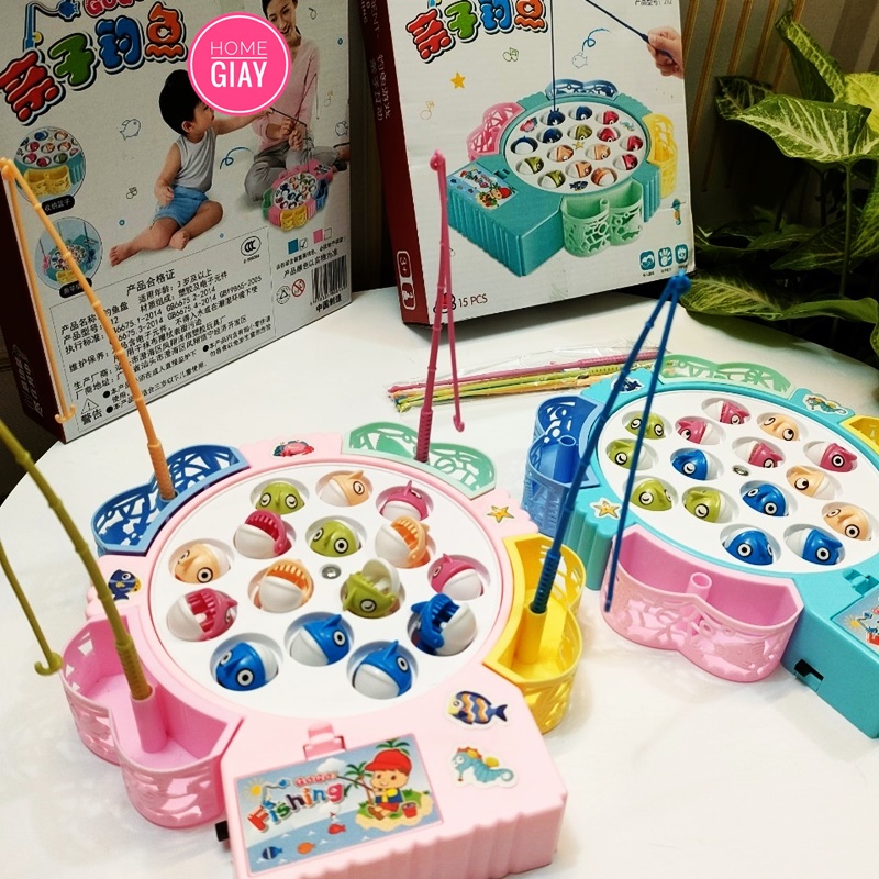 Đồ chơi câu cá điện trẻ em 45 con cá 4 cần câu nam châm phù hợp cho bé 2 - 6 tuổi