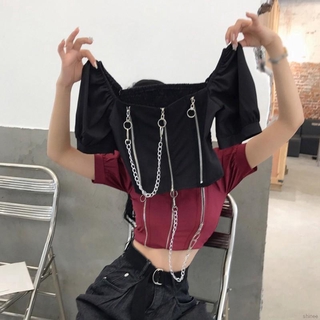 Áo croptop cổ vuông phối khóa kéo phong cách quyến rũ dành cho nữ