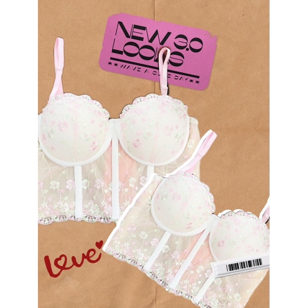 Áo corset / Áo croptop ren hoa xanh/hồng