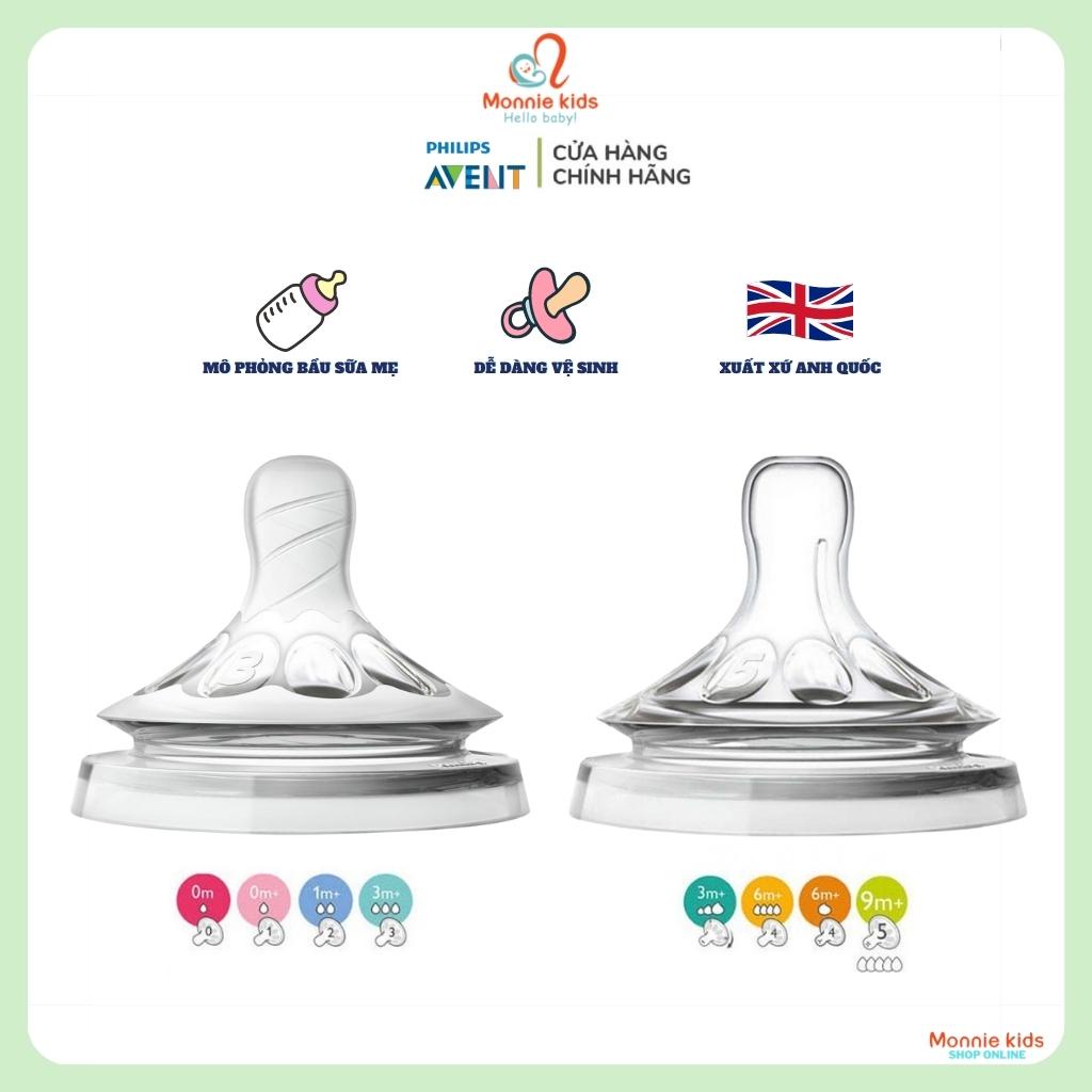 Núm ti Avent Philips Natural Size 1-5 0M+, núm ty thay thế bình sữa cho bé - Monnie Kids