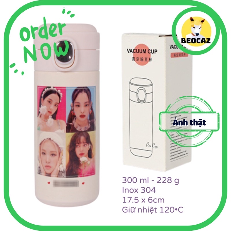 Bình nước Blackpink giữ nhiệt Jisoo Jennie Rose Lisa 330 ml không gỉ đi làm đi học văn phòng Đồ chơi Beocaz