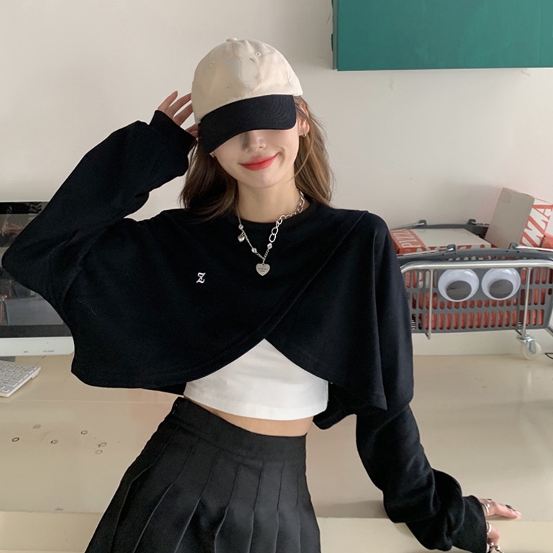 Áo Croptop Tay Dài Dáng Rộng Thời Trang Mùa Thu Cho Nữ | BigBuy360 - bigbuy360.vn
