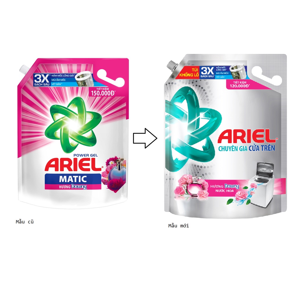 Combo Nước Giặt ARIEL Matic Nắng Mai 4.1KGx2/ Hương Downy 3.9KGx2