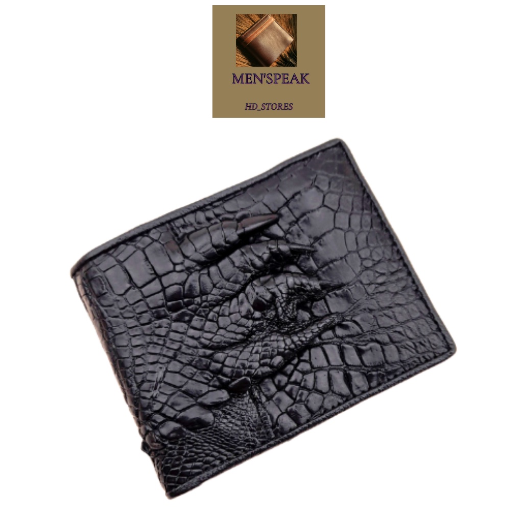 Ví da cá sấu, ví móng da cá sấu 2 mặt màu đen và màu nâu.