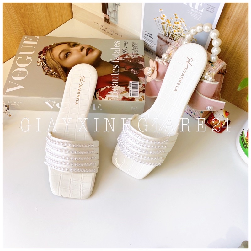 Dép nữ quai ngang đính ngọc 5dây (fom nhỏ)