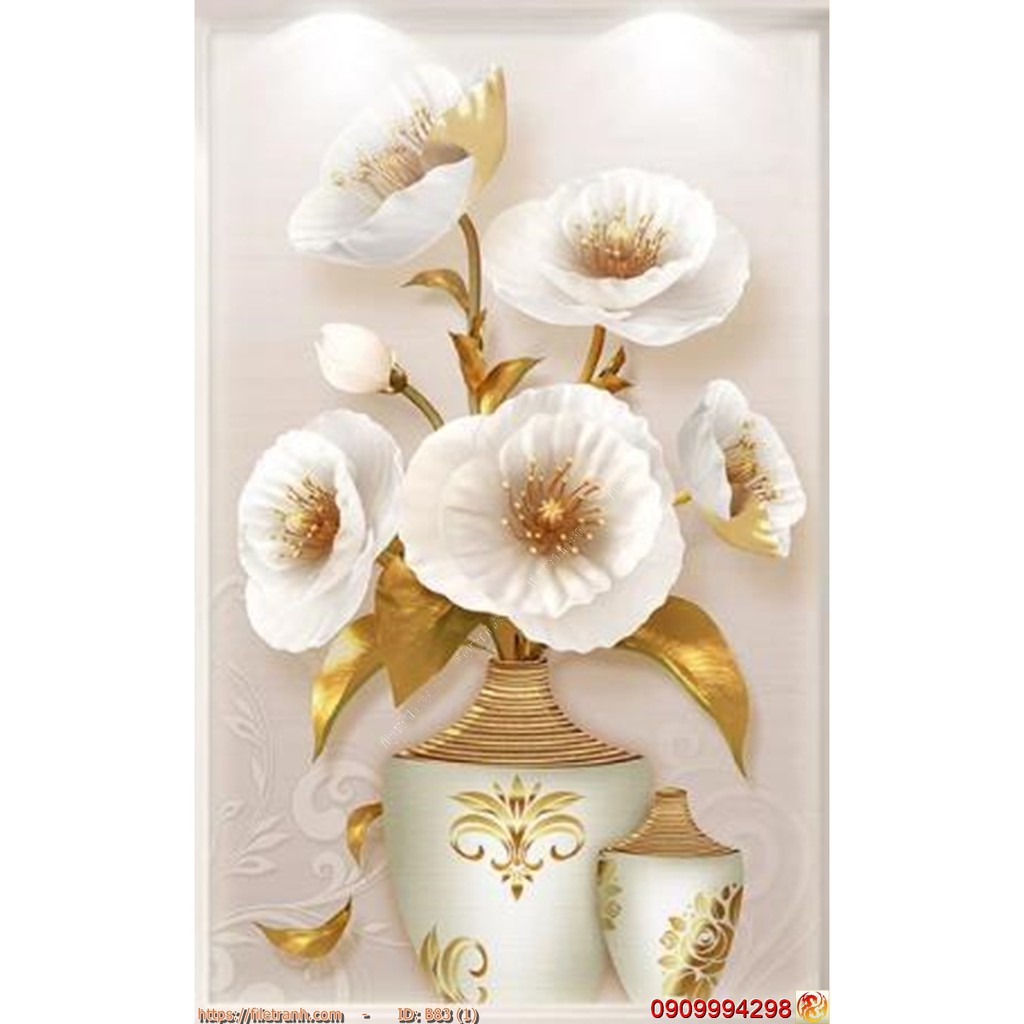 TRANH DÁN TƯỜNG 3D BÌNH HOA, LO HOA NHIỀU MẪU