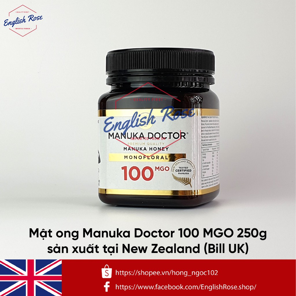 Mật ong Manuka Doctor 100 MGO 250g sản xuất tại New Zealand (Bill UK)