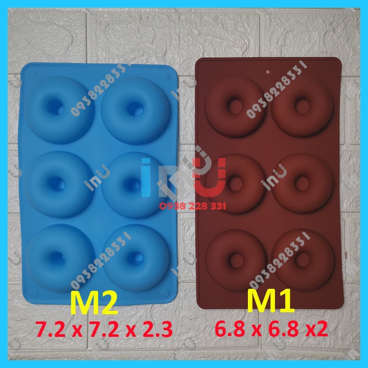 HCM - Khuôn silicon mẫu hình bánh Donut làm kẹo dẻo, râu câu, bánh bông lan nướng mini BSI