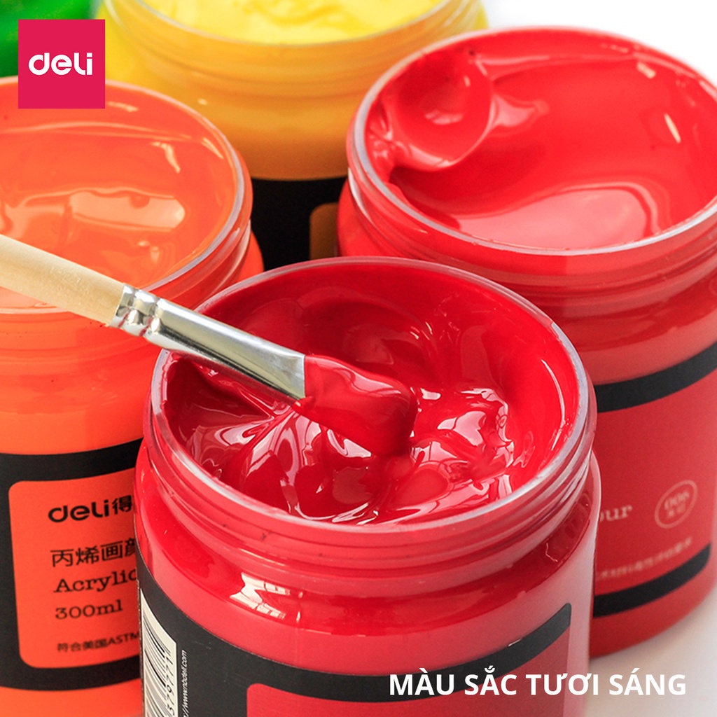 Màu Acrylic 3D Deli hộp 300ml cao cấp - chuyên dụng vẽ vải, giày, đa chất liệu không trôi - 73875