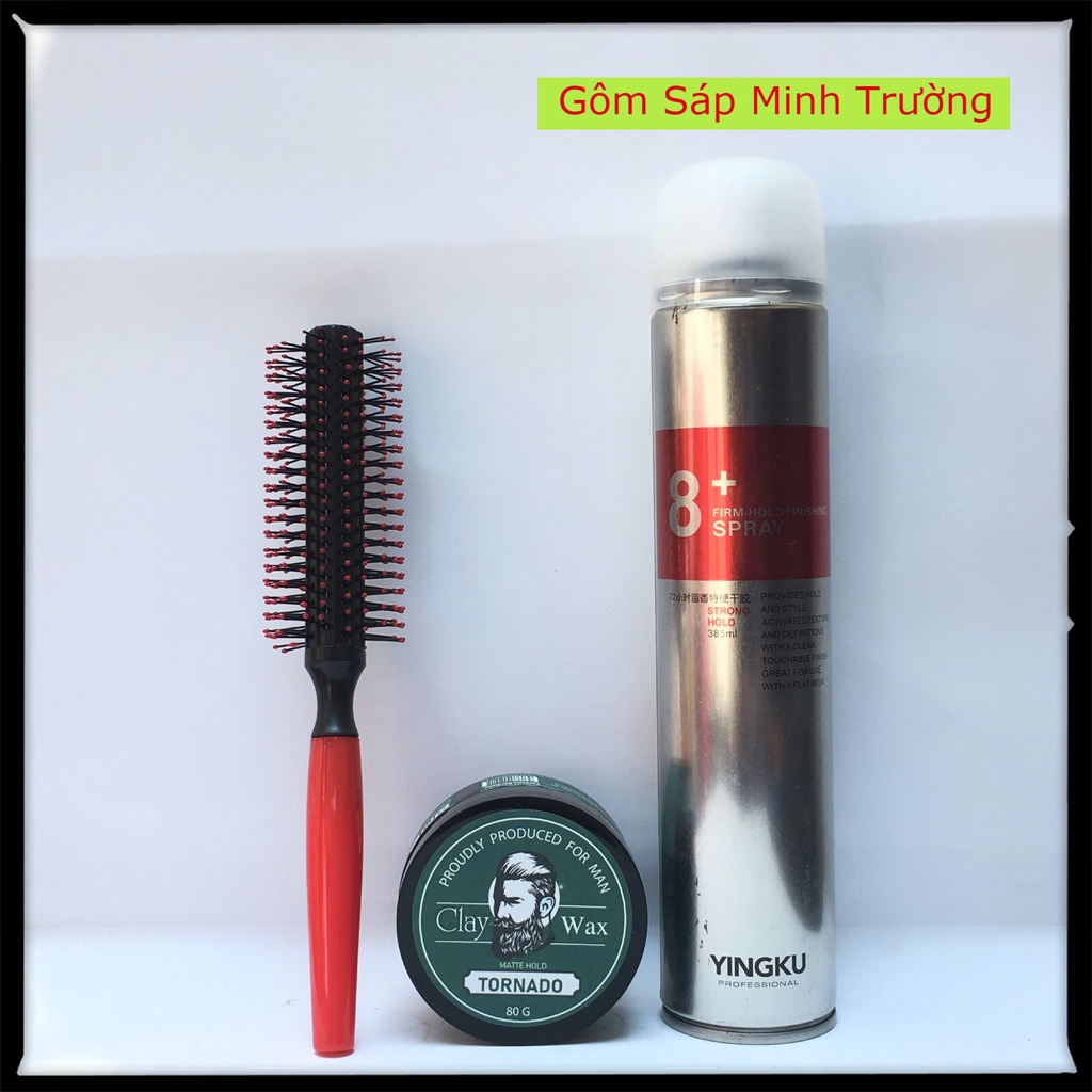 ( Tặng lược ) Combo Gôm Sáp TORNADO CLAY WAX Vuốt Tóc Nam + Gôm Xịt Tóc Siêu cứng Spay 8+