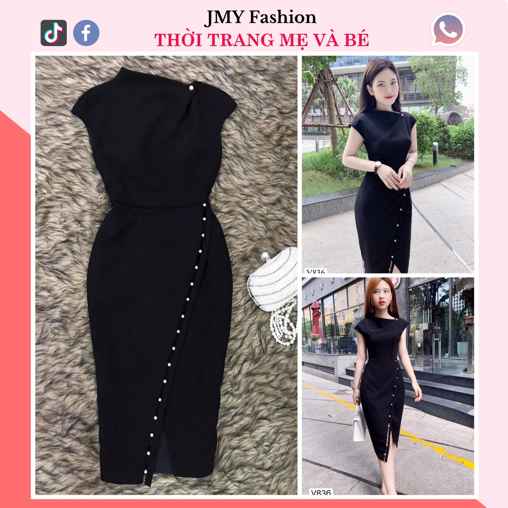 Váy body đen lệch vai xẻ trước - (DVC&ACC)Dolce viva colection