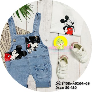 Set yếm mickey siêu xinh cho bé, set áo phông kèm yếm mickey cho bé cực xinh