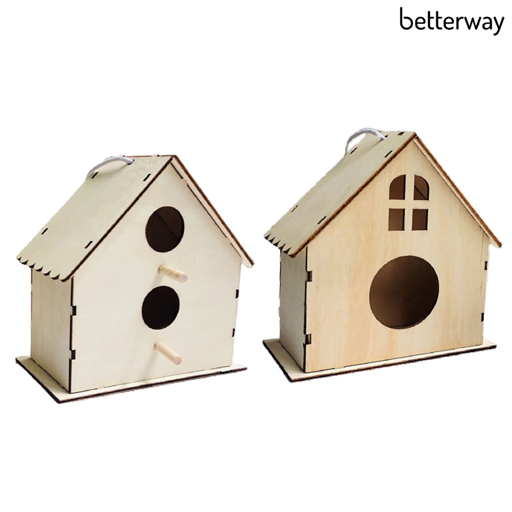 Bộ 2 Mô Hình Ngôi Nhà Gỗ Kèm Cọ Vẽ Dành Cho Trẻ Em 3-12 Tuổi Diy