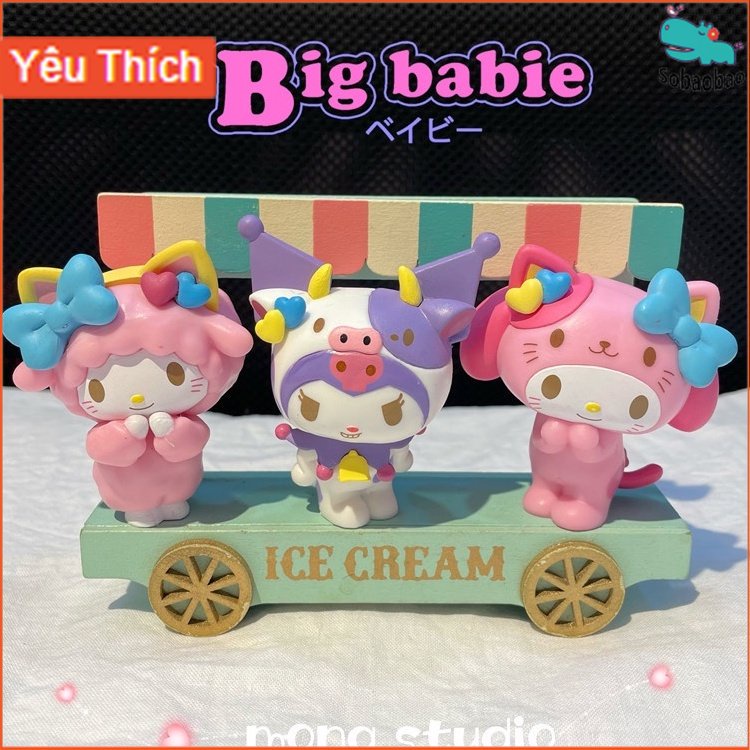 Mô Hình Thỏ Kuromi Sanrio Melody 6.5cm Trang Trí Bánh Kem DIY