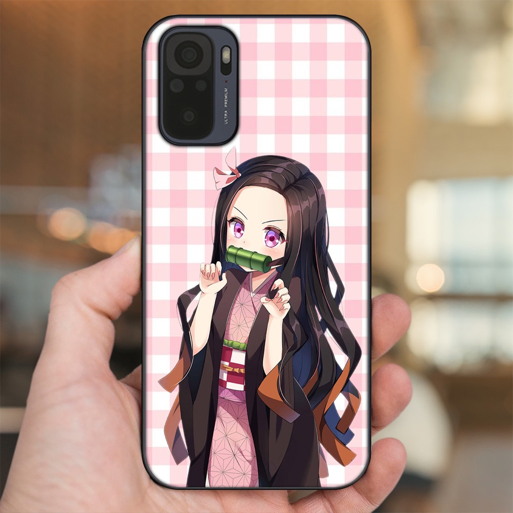 Ốp lưng Xiaomi Redmi Note 10, Note 10s viền đen in hình Nezuko Kimetsu no Yaiba