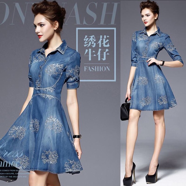 Đầm jean nữ cao cấp kiểu dáng hiện đại NP718