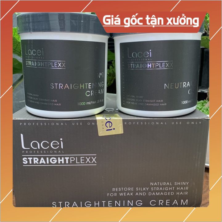 [TẬN GỐC ] kem duỗi tóc phục hồi hư tổn LACIE -STRAIGHT PLEXX đen 1000m *2 giúp tóc thẳng bóng mượt ,mùi thơm hươ g cafe