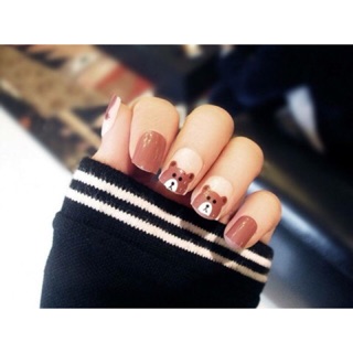 Nail xinh hình gấu thỏ cute set 24 Móng tặng kèm keo dán!