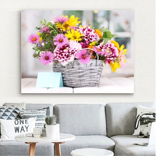 TRANH THÊU CHỮ THẬP GIỎ HOA 57*43CM TRANH CHƯA THÊU LV3189