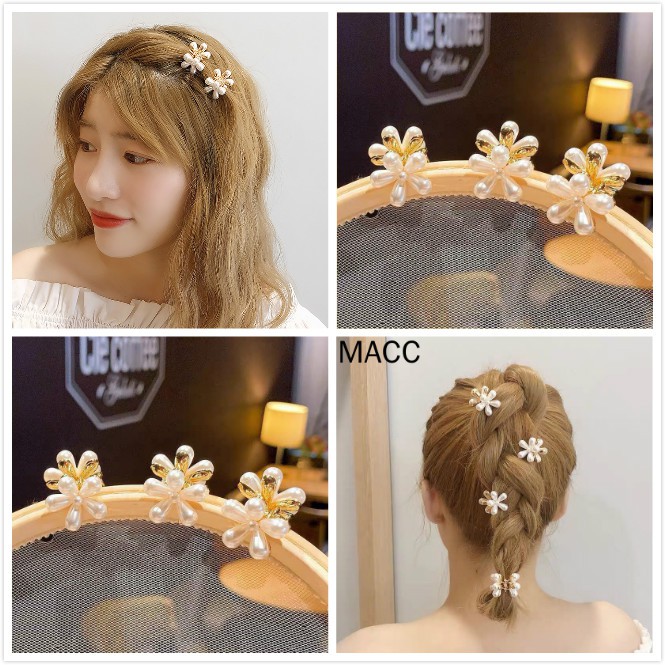 Kẹp Tóc Đính Ngọc Trai Đơn Giản Phong Cách Hàn Quốc