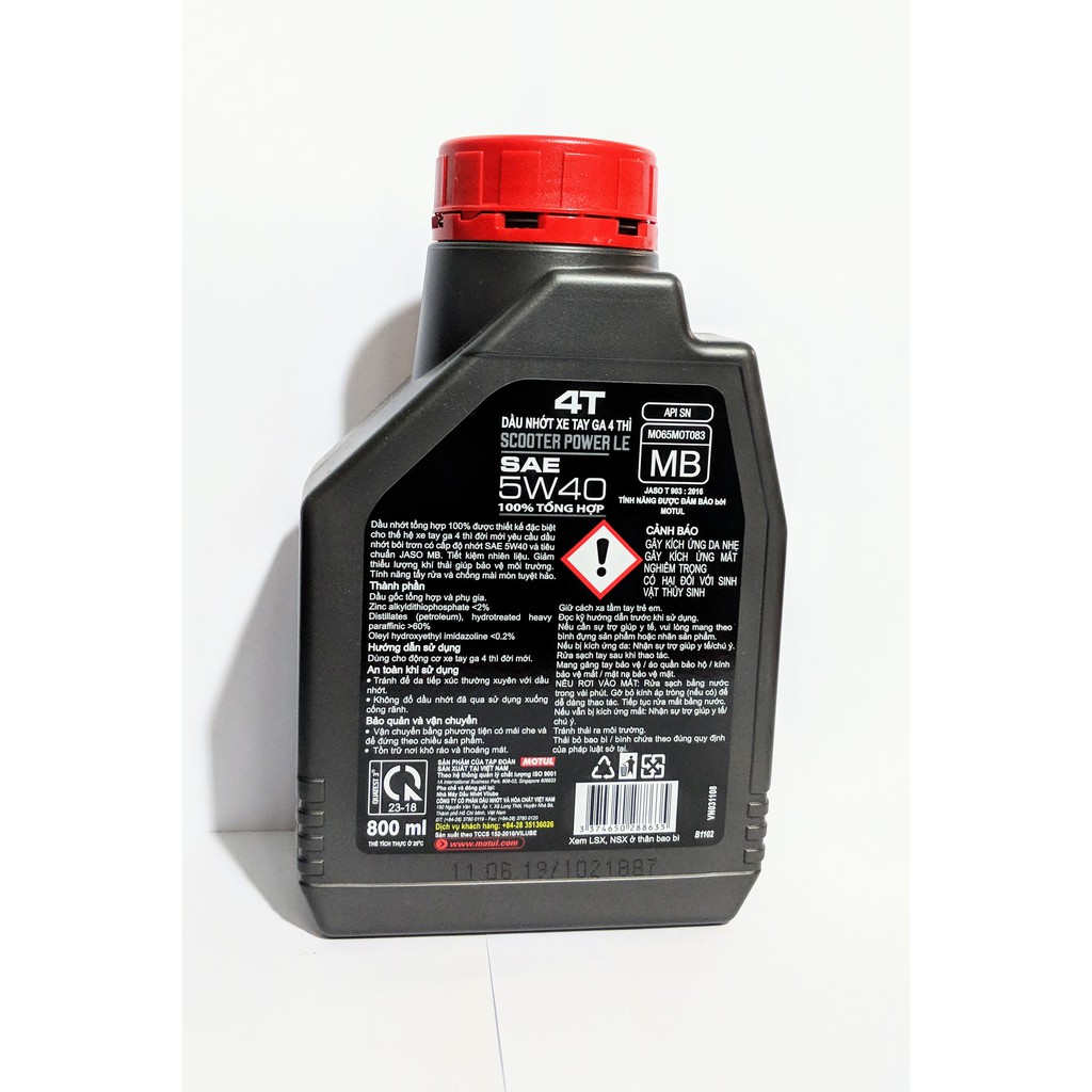 2 Motul Scooter Power LE 0,8L + 1 Tuyp Nhớt Lab Cho Xe Tay Ga Cao Cấp