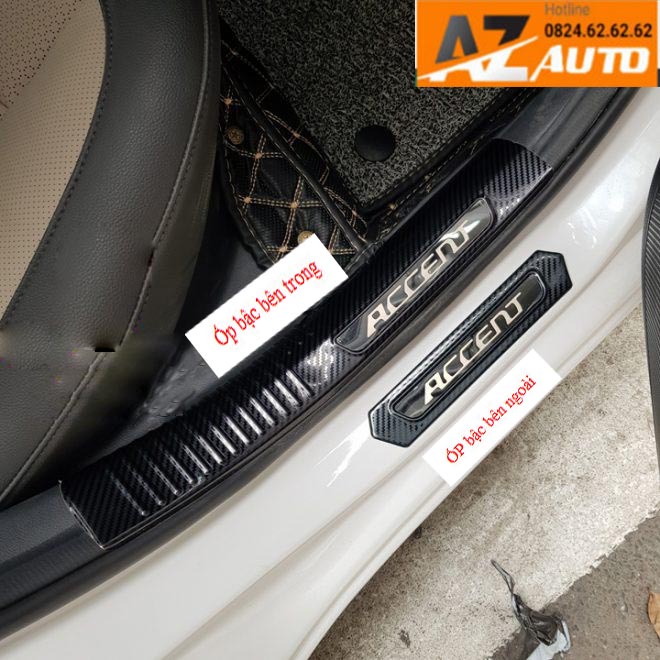 Ốp bậc cửa trong ngoài Accent 2018-2023 vâc cacbon cao cấp - hàng cao cấp