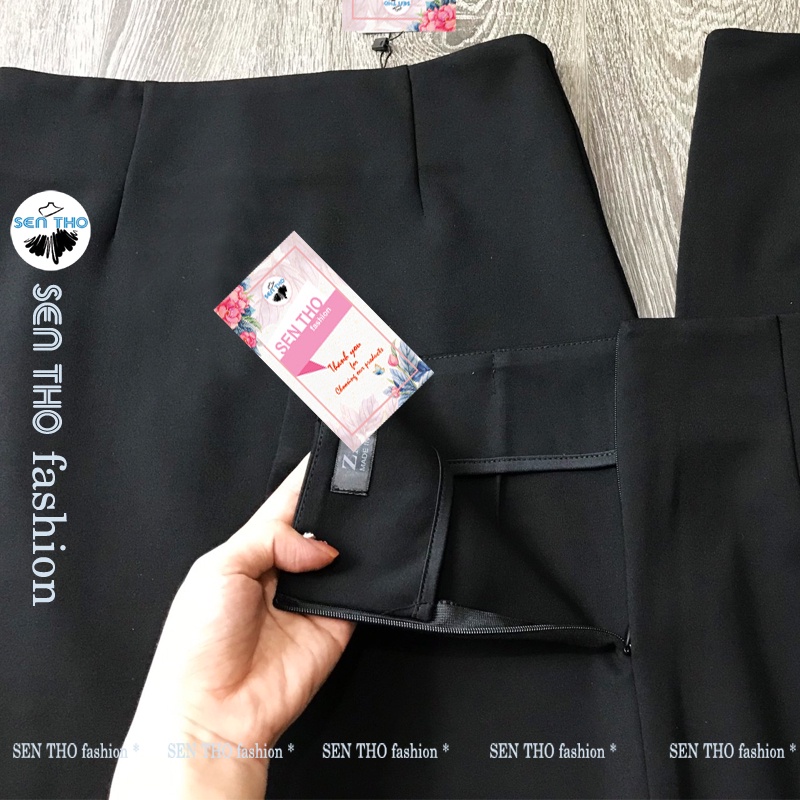 Chân váy bút chì chất Uni Hàn siêu đẹp Váy đen cạp cao, ôm, co giãn tốt, Midi cao cấp dáng dài