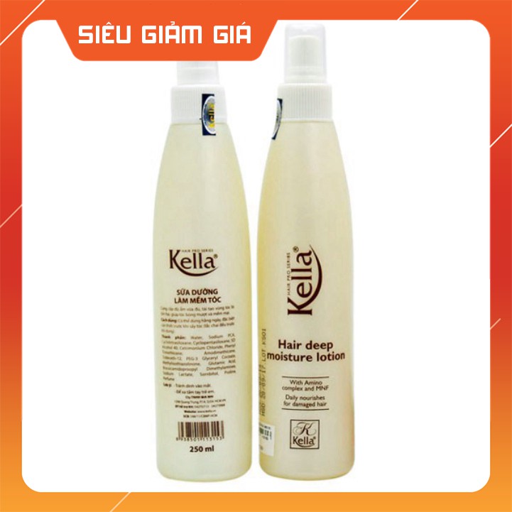 (CHÍNH HÃNG) Xịt Dưỡng Kella Làm Mềm Tóc 250ml (Dạng Chai)