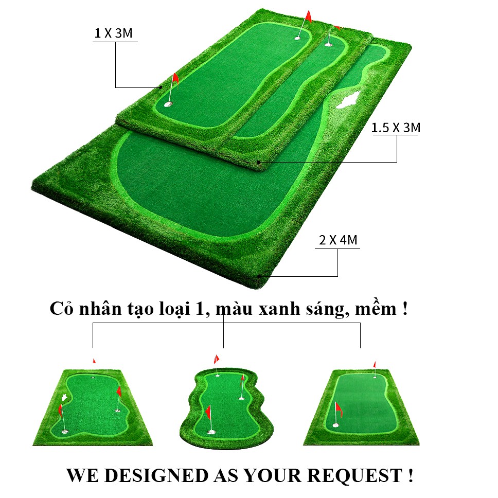 Thảm tập GOLF tại nhà, nhận đặt kích thước theo kích thước ngôi nhà (Loại 1.25m x 2.5m)