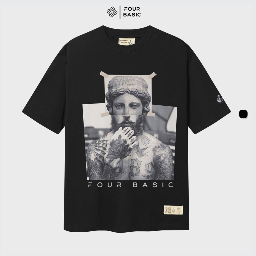 Áo thun tay lỡ Tattoo Man Fullbox phông unisex nam nữ 100% Cotton oversize form rộng Four Basic T08