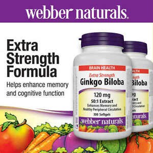 Viên uống hỗ trợ não bộ Webber Naturals Ginkgo Biloba 120MG 300 viên