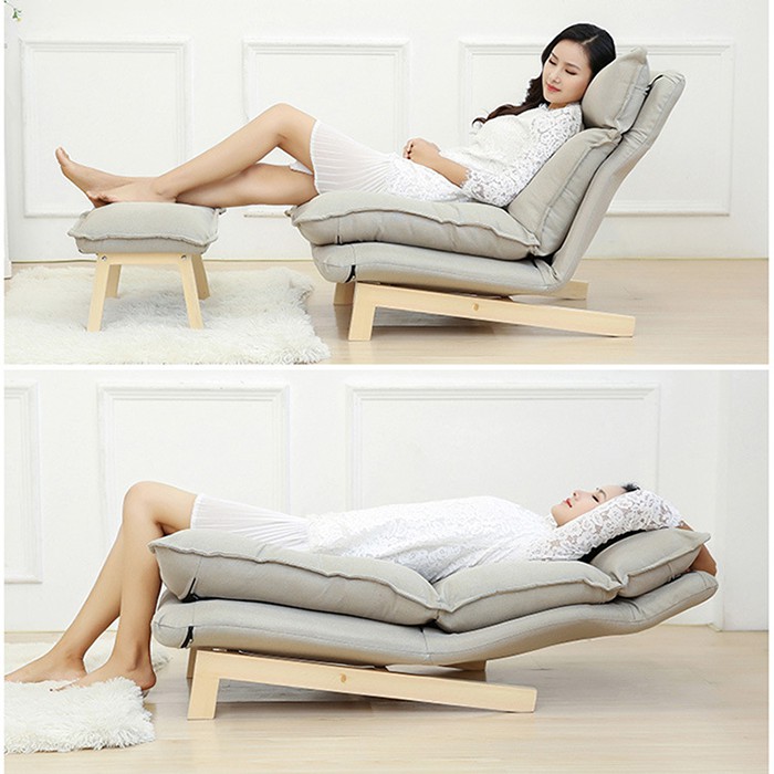 Ghế thư giãn đơn giản kèm đôn - Sofa nằm thư giãn phòng khách,đọc sách